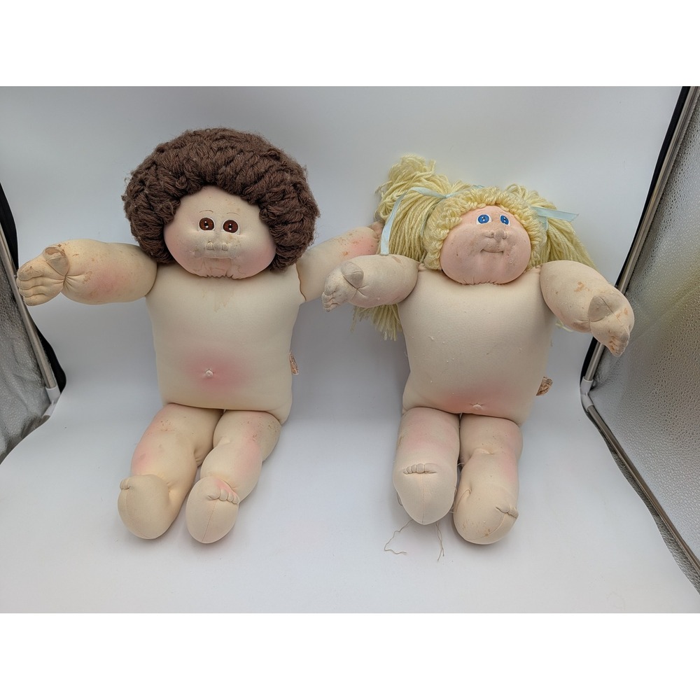 Cabbage Patch Kids Soft Sculpture Dolls Brown Blonde Lot 1978 Xavier Roberts